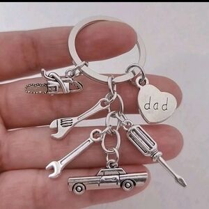 Dad Keychain with Car & Tools Charms